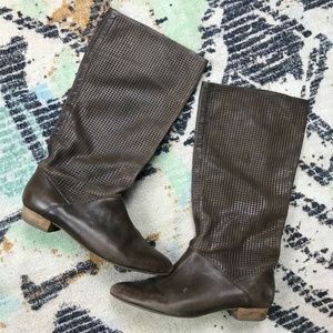 Bos. & Co. Brown Leather Mesh Boots